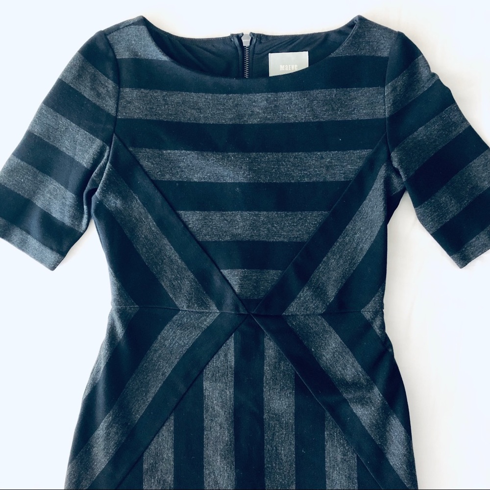 Maeve (Anthropologie) 0 Black/Grey Striped Dress